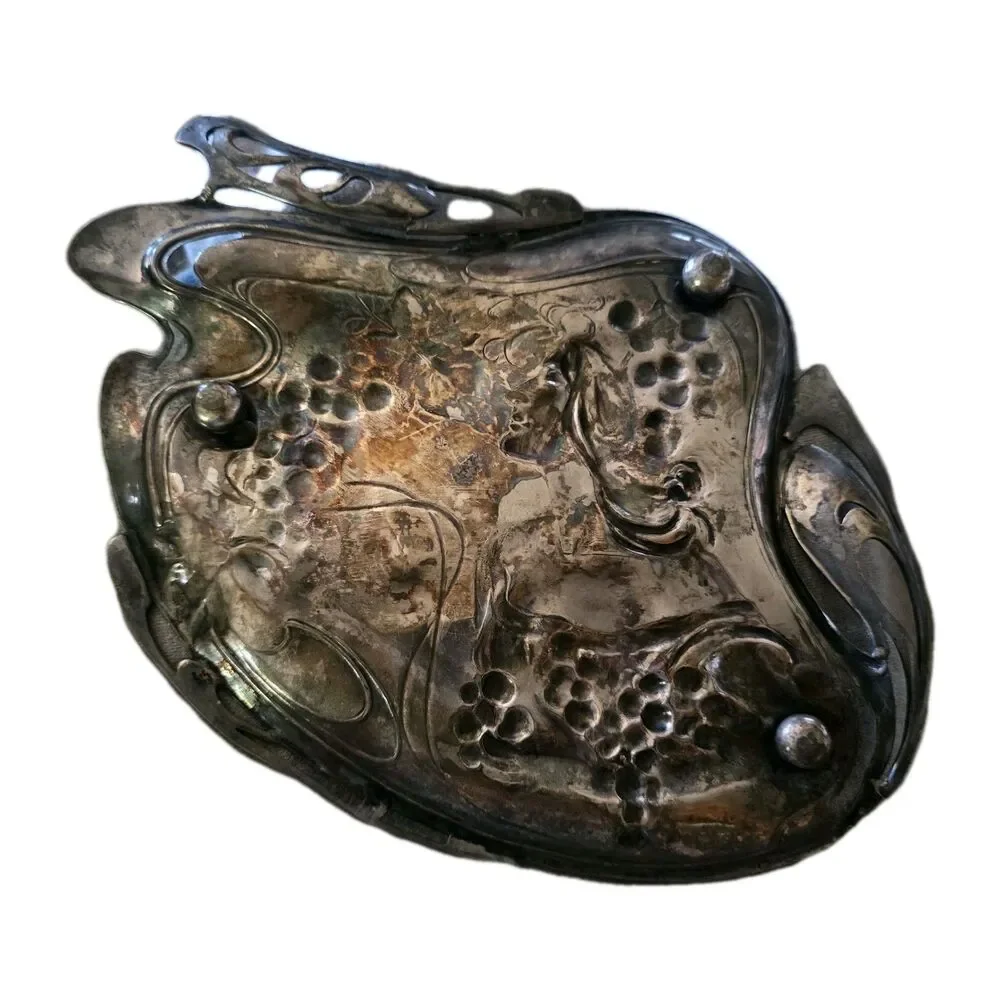 Antique ART NOUVEAU Calling Card Tray by American Silver Plate Pewter c.1900